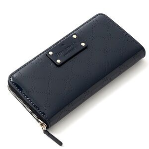 KATE SPADE New York Meto Spade Neda Zip Around Wallet Black Patent Leat… 8 x 4